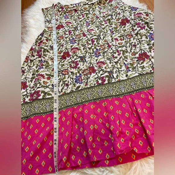 J. Jill Sleeveless Top Pink Green Floral Size Large Petite - Picture 8 of 8